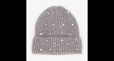 Muts dames grijs met parels en strasstenen