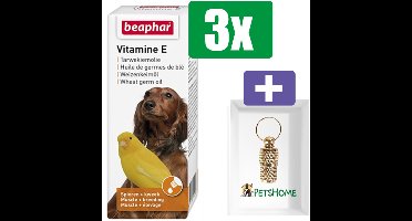 Beaphar Vitamine E Tarwekiemolie 100 ML - 3 Stuks - Inclusief PetsHome Goudkleurige Adreskoker