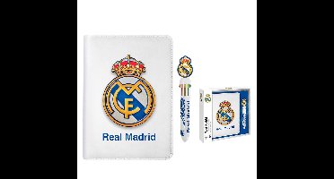 Real Madrid Notitieboek met Meerkleurige Pen – Luxe Geschenkset in Cadeaudoos – EVA Hardcover – 23 × 24,5 × 4 cm – Officiële Club Merchandise