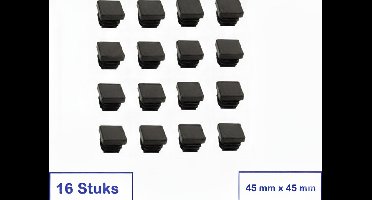 STOELDOP 45 MM X 45 MM - VIERKANT - 8 STUKS ( 2 STOELEN) - ZWART - INSTEEKDOP - STOELPOOTDOP - KUNSTSTOF