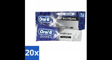 20 x Oral-B Tandpasta 3D White Houtskool 75 ml - Tandpasta Whitening - Houtskool Tandpasta - Witte Glimlach - Verkleuring Verwijderen - Diepe Reiniging