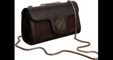 S&E Retro Litchi Textuur Schoudertas – Klassiek en Elegant - Koffie Bruin