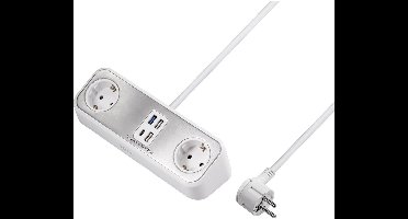 Sygonix SY-4538256 Stekkerdoos 2-voudig Wit Randaarde stekker 1 stuk(s)
