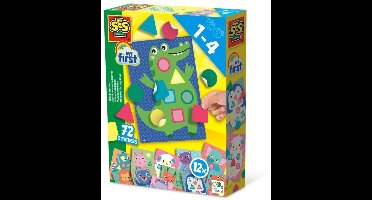 SES Creative - My First - Sticker mozaïeken - 12 dieren mozaïek kaarten met 72 stickers - vormen en kleuren herkennen – stickers plakken - speelgoed 1 tot 4 jaar
