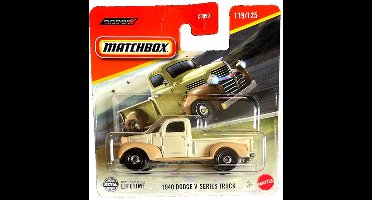 MATCHBOX 1940 DODGE V-SERIES TRUCK PICKUP BROWN VANILLE 119-125 (1:64) METAL SHORT CART