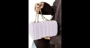 S&E Lichtgewicht Flap-Tasje met Fluwelen Look & Kettingriem - Wit