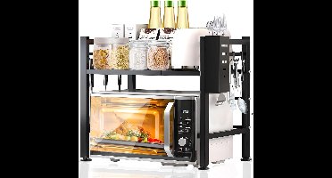 Microwave rack-2-traps uitbreidbaar magnetronrek-Zwart