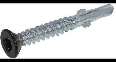 Proftec - Vleugelteks/Poortframe schroeven - Torx 20 - 4,2x32mm - Verzinkt - Zwarte kop (100 stuks)