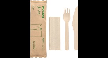 PAPSTAR bestek-set 'pure', van berkenhout, 3-delig