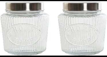 Excellent Houseware voedsel voorraadpot - Set van 3x stuks - bewaarpot - 1500 ml - glas - met metalen deksel - Voorraadbussen