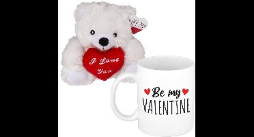 Valentijnscadeau - beertje en mok - be my valentine - koffiemok - knuffelbeertje - valentijnsdag