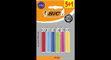 BIC J25 Mini - Aanstekers - Voor waxinelichtjes - Vuursteen Flint - Kindveilig - 6 Stuks