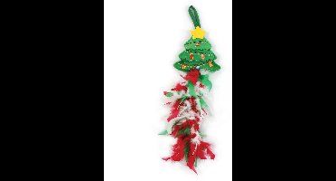 Happy Pet Katten deurhanger kerstboom met veren voor actief binnenspel 58.5 cm
