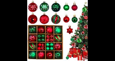 Boraboi® Set van 44 onbreekbare kerstballen voor binnen- en buitendecoratie