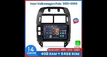 Awesafe Autoradio - 4GB & 64GB 8-Kern V1PRO - Geschikt Voor VW Polo 2001-2009 - Carplay & Android auto - Met navigatie GPS - Radio scherm