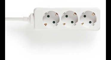 Nedis Stekkerdoos - Randaarde stekker / Type F (CEE 7/7) - 3-wegs - 1.50 m - 3680 W - 16 A - Soort aarding: Zijcontacten - 230 V AC 50/60 Hz - Hoek van stopcontact: 45 ° - H05VV-F 3G 1,5 mm² - Wit