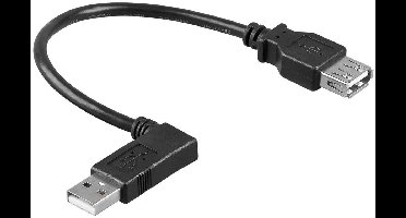 USB naar USB adapter / haaks naar rechts - USB2.0 - tot 2A / zwart - 0,15 meter