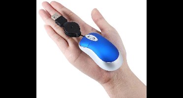 Mini intrekbare USB optische scrollwielmuis geschikt voor pc, bedraad voor laptops (Coke Blue)