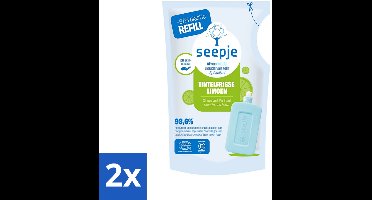 2 x Seepje - Afwasmiddel - Duurzaam & Herbruikbaar - Re-fill - Tintelfrisse Limoen Geur - 500 ml - Afwasmiddel - Milieuvriendelijk - Biologisch Afbreekbaar - Refill - Limoen
