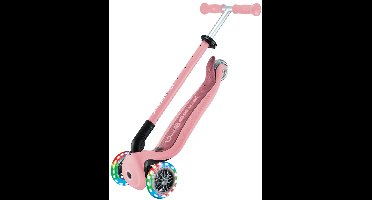 Meegroeistep - Globber Go up Active Lights Pastel Pink - roze - lichtgevende wielen - met duwstang - in hoogte verstelbaar - vanaf 15 maanden tot 9 jaar