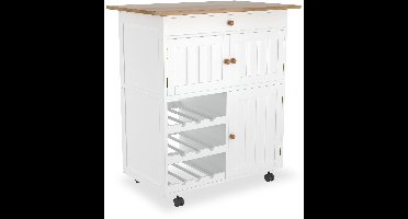 Keukenwagen – Keukentrolley – Servierwagen – Werkwagen – Opbergwagen – 85x70x40 cm – Hout – Mobiel Met Wielen – Max 50 kg Belastbaar