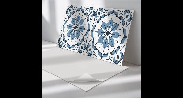 Wallfluent Vinyl Wandpaneel - Bloemenpatroon met details Wandpaneel PVC - 100 cm x 50 cm - Blauw Vinyl Wandpaneel - Set van 1 - Rechthoekig Wandbekleding Vinyl - Patroon Wandpaneel - Zelfklevend Wandpaneel - Wandpaneel Keuken en Badkamer