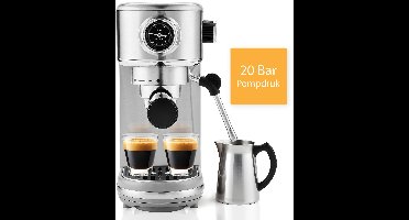 KitchenLove Pistonmachine - RVS Espressomachine - 20 Bar - Handmatig - Met Stoompijpje