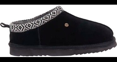 Warmbat Kynuna Suede Tape Dames Sloffen - Zwart