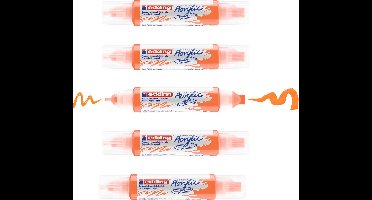 edding 5400 acrylverf marker 3D-double liner neon oranje - 5 acryltubes – dubbele punt 2-3 mm & 5-10 mm – hoogwaardige waterbasis acrylverf voor canvas, hout, papier en vele andere ondergronden