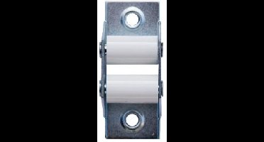 Bandgeleider staal met witte rollen - max 18 mm