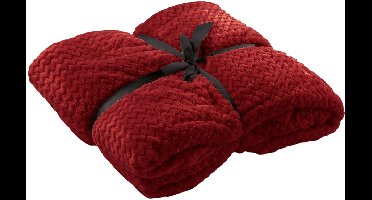 Dutch Decor - MARA - plaid 150x200 cm - superzachte deken - zigzagpatroon - Merlot - rood