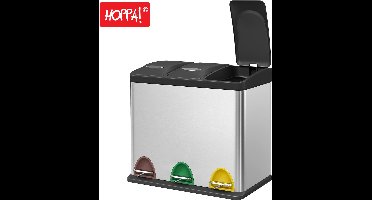 Hoppa! - Prullenbak 24L - RookGrijs - Kunststof - 46,5 x 26,5 x 65 cm (B x D x H)