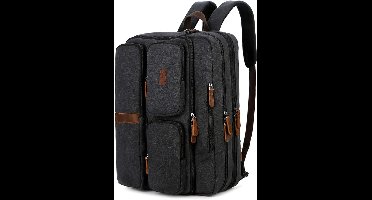 Selbro®, 3-in-1 converteerbare canvas leren handtas, zakelijke aktetas, laptoprugzak, schoudertas, multifunctionele reistas, geschikt voor 15,6-17,3 inch laptops voor mannen/vrouwen BC-11