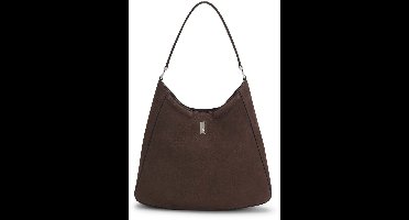 BOSS Leren schoudertas Ariell Hobo Bag Dark Purple bruine