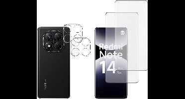 Screenprotector geschikt voor Xiaomi Redmi Note 14 Pro 5G - 2 stuks Beschermglas van glas Transparante glazen schermbeschermfolie + 2 stuks Camera Protector