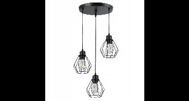 Hanglamp Loft Zwart E27 - Industriële Stijl, 3 lichtpunten