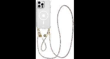 AVY Hoesje geschikt voor Apple iPhone 13 Pro Max | Compatibel met MagSafe | Clear Case met Telefoonkoord Set | Polsband & Crossbody Silver Spark