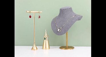 Luxe 2-Delige Gouden Ringhouder Set – Sieraden Display voor Ringen & Armbanden – Tafel Ring Standaard voor Slaapkamer, Badkamer & Bruiloft – Metalen Ring Display Organizer – Goudkleurig IndustrialHome