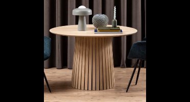 Eettafel Loeck Rond MDF Lichtbruin Ø120cm - Giga Living