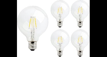 Spectrum LED Lamp E27 - 4W - 230V - 450 Lumen - 2700K Warm Wit - Ø95mm - Voor Plafondlamp, Tafellamp of Vloerlamp - 5 stuks