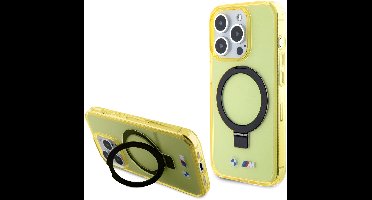BMW Back Cover - Apple iPhone 15 Pro Max - Geel - MagSafe - IML Ring Stand