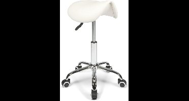 DailySupplies® Zadelkruk op Wielen - Kapperskruk Ergonomisch - Tabouret - Wit