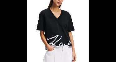 KARL LAGERFELD JEANS KARL SIGNATURE HEM V-NK TS Zwart L EU