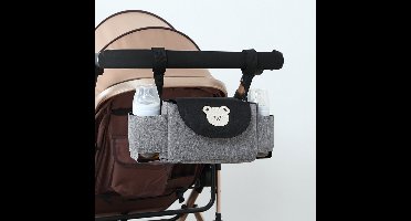 Handtas voor kinderwagens - Handtas voor kinderwagens - Opbergtas voor kinderwagens - Handtas voor kinderwagens - Handtas voor melkflessen - Bear (zwart grijs) - 1 stuk