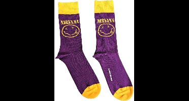 Nirvana - Yellow Happy Face Enkelsokken - Paars