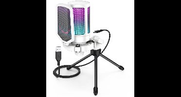 USB Microfoon - Wit - Condensator Microfoon Voor PC - Met Dempknop - Gaming Microfoon - Streamen - Podcast Microfoon