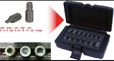 KS Tools 150.1385 Spiraal-schroef- en boutuitdraaier-set, 15-delig