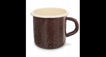 Orion Emaille Mok Bruin 400 ml - Retro Stijl, Inductie Geschikt