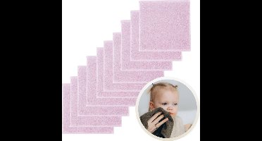 Funnies Spuugdoekjes 10-Pack Roze - Set van 10 Zachte Spuugdoeken, Monddoekjes, Kwijldoekjes - 30x30 cm - 100% Katoenen Badstof - Absorberend, Sneldrogend en Zacht - Wasmachinebestendig - Perfect voor Gevoelige Babyhuid bij Voeden en Kwijlen