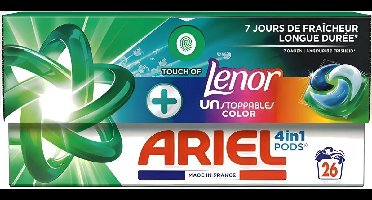 Ariel 4in1 Wasmiddel Pods +Touch Of Lenor Unstoppables Color -26 Wasbeurten
